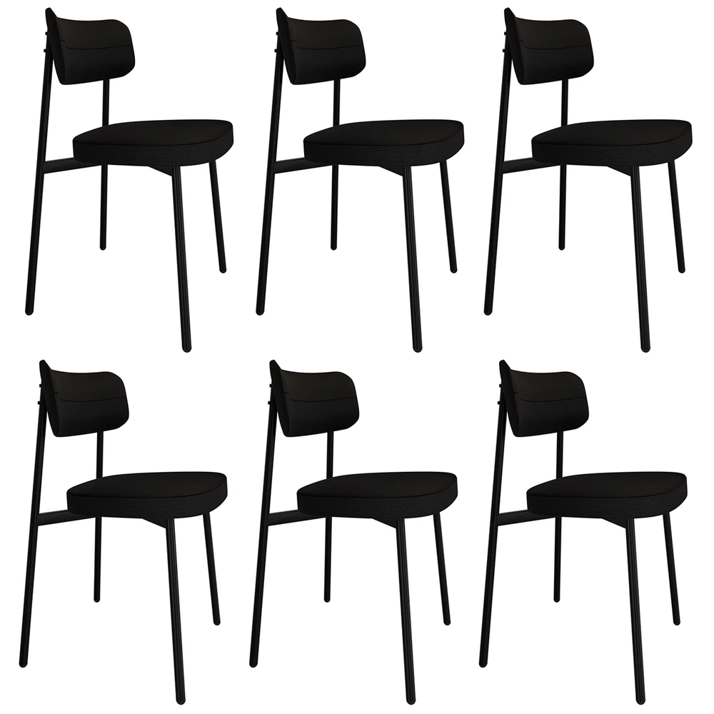 Cadeira de Jantar Estofada Kit 6 Ella M25 Linho Grafite - Mpozenato