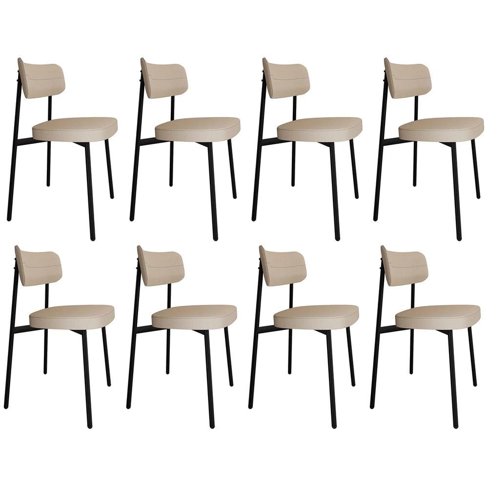 Cadeira de Jantar Estofada Kit 8 Ella M25 Linho Areia - Mpozenato