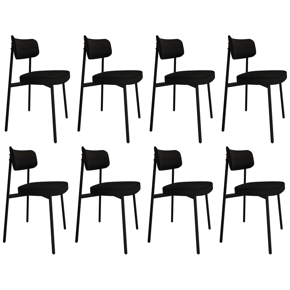 Cadeira de Jantar Estofada Kit 8 Ella M25 Linho Grafite - Mpozenato