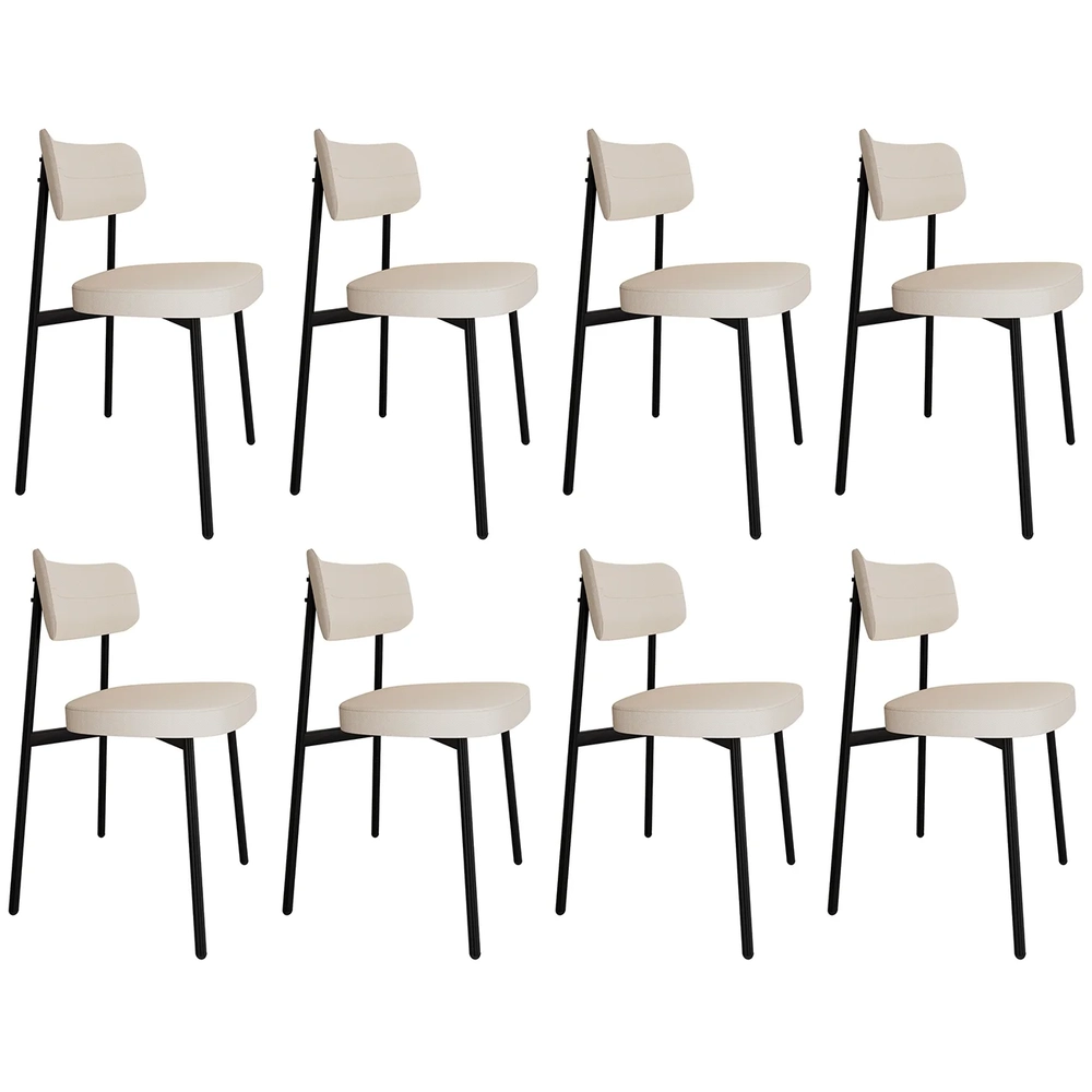 Cadeira de Jantar Estofada Kit 8 Ella M25 Linho Palha - Mpozenato