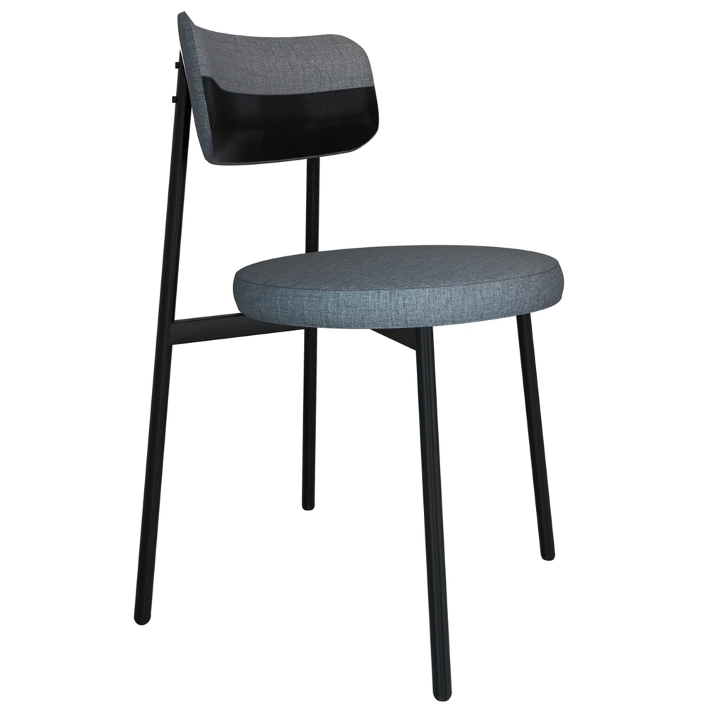 Cadeira de Jantar Estofada Fixa Nyka M25 Linho Cinza/Preto - Mpozenato