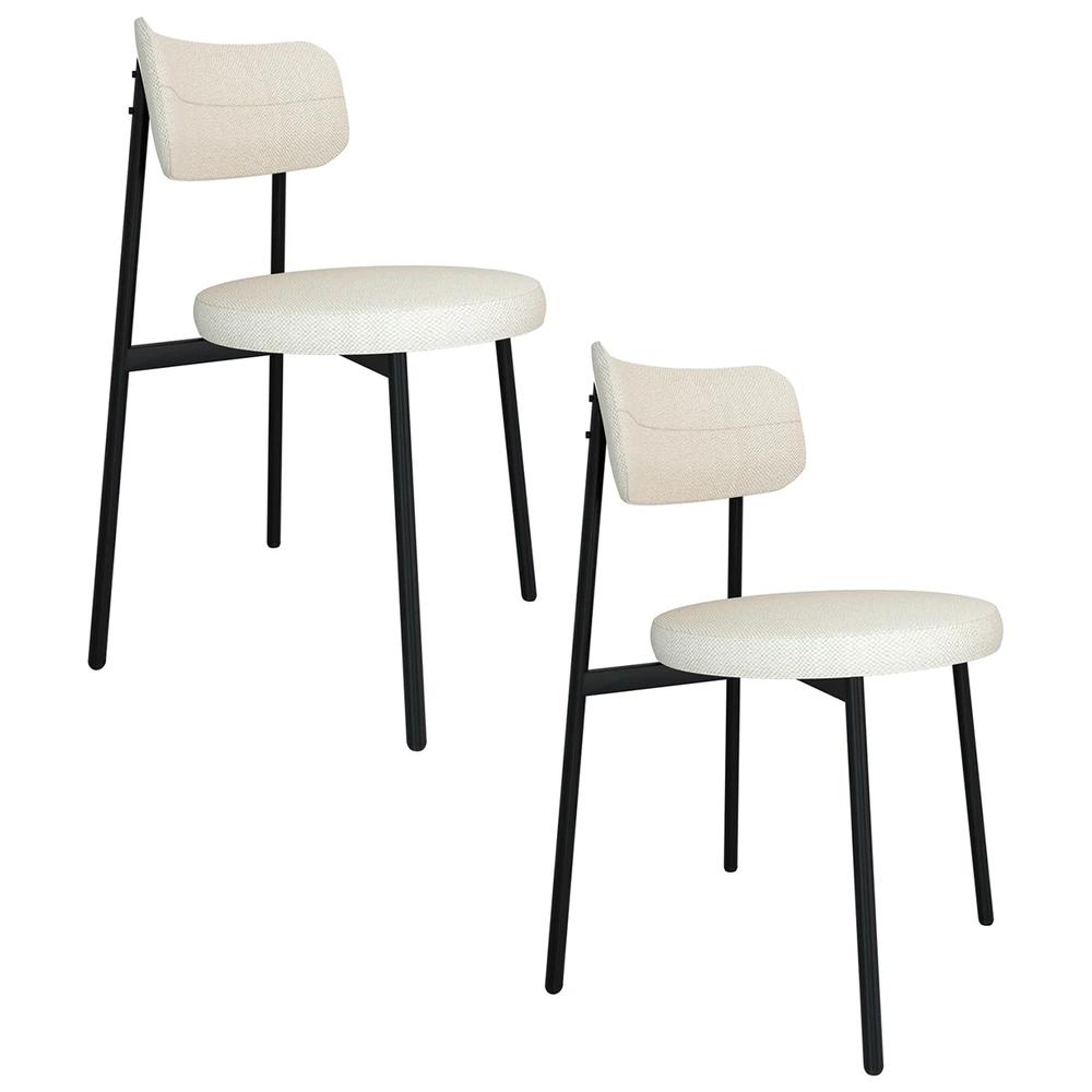 Cadeira de Jantar Estofada Kit 2 Nyka M25 Linho Palha - Mpozenato