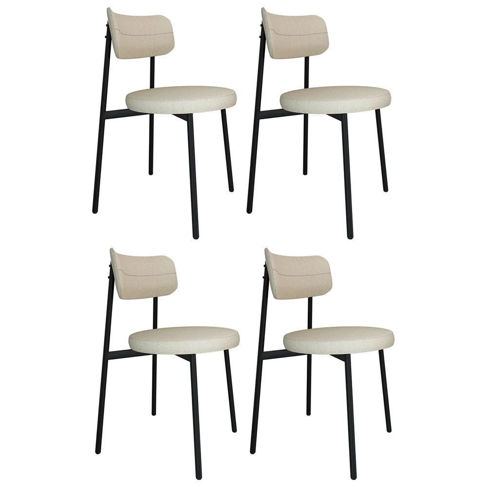 Cadeira de Jantar Estofada Kit 4 Nyka M25 Linho Areia - Mpozenato