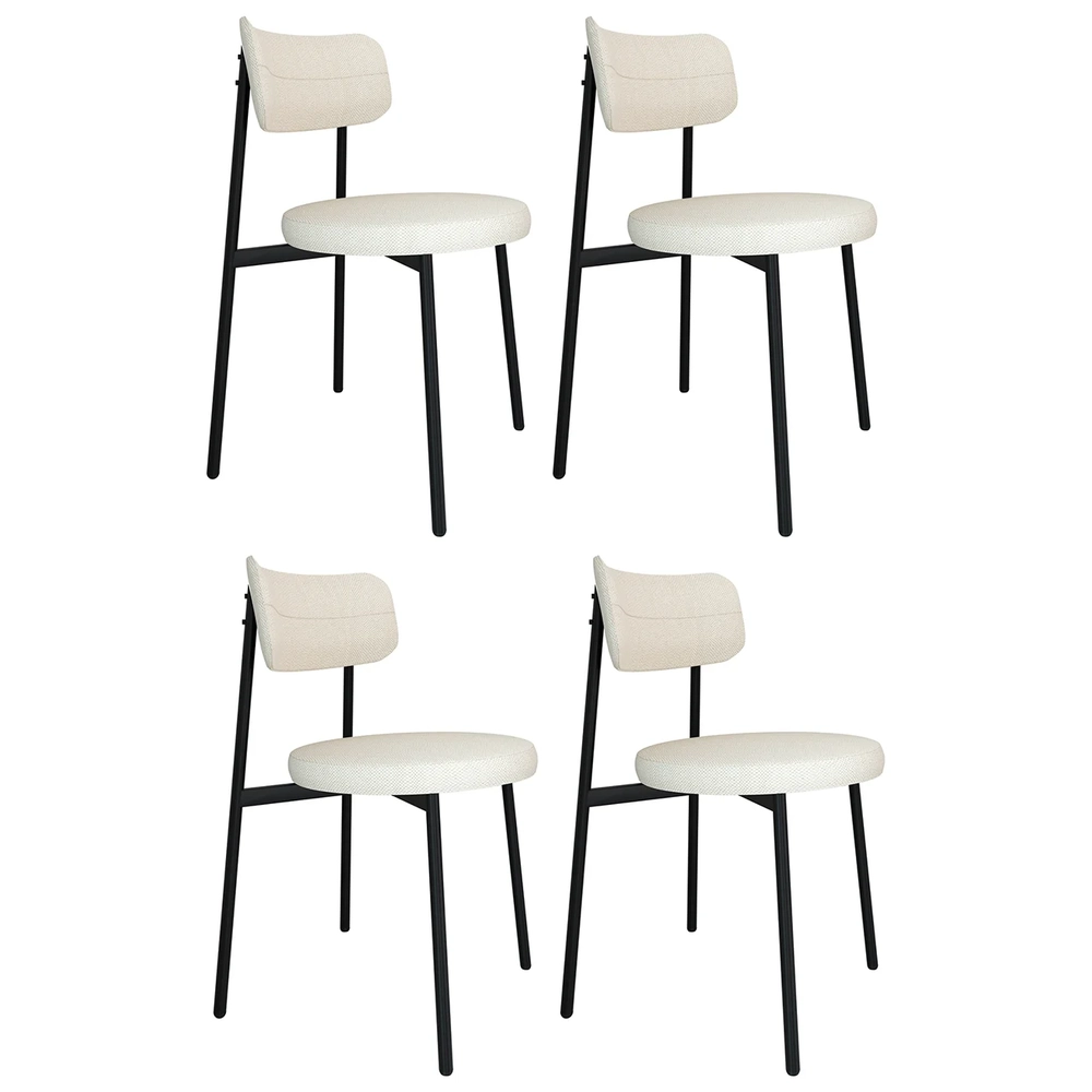 Cadeira de Jantar Estofada Kit 4 Nyka M25 Linho Palha - Mpozenato