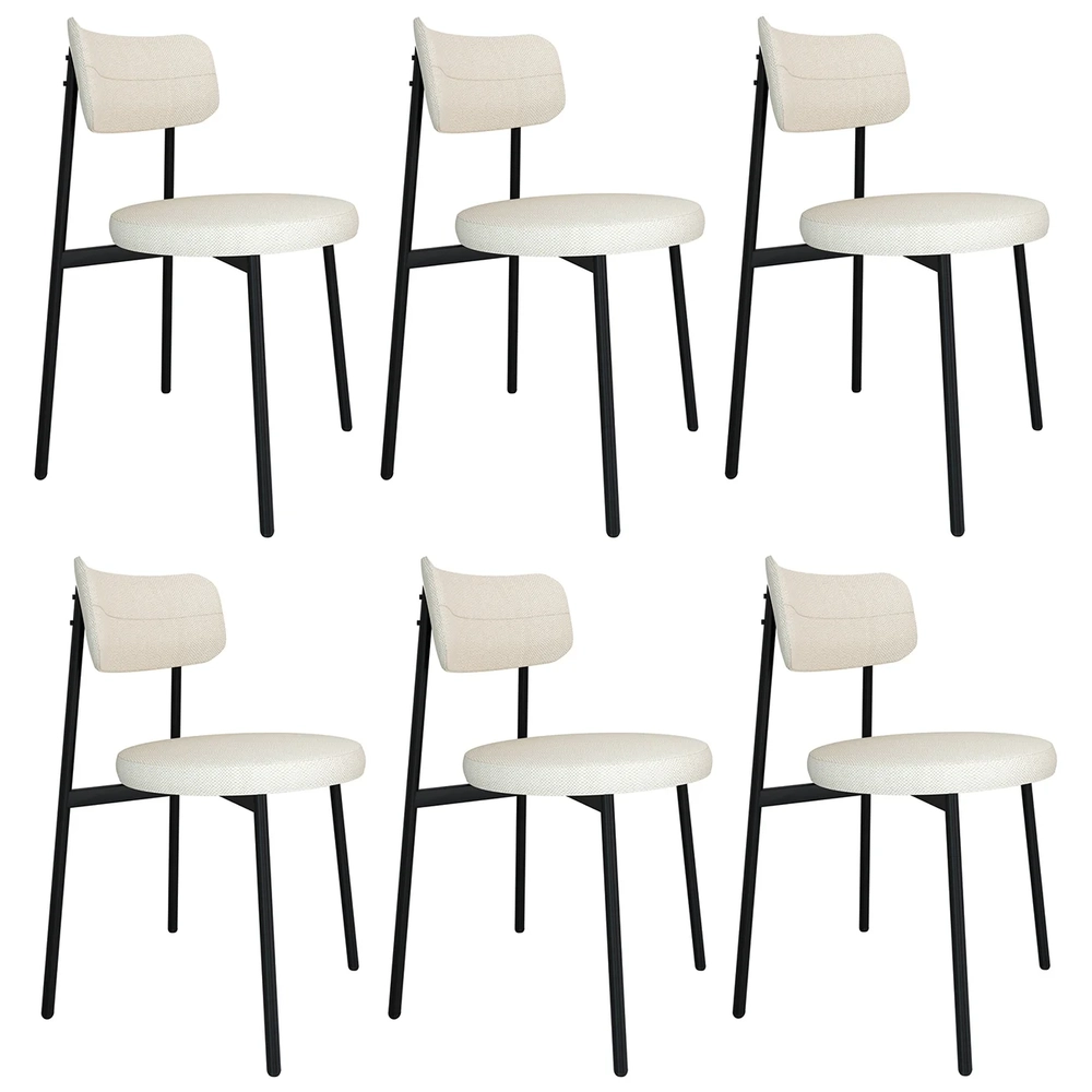 Cadeira de Jantar Estofada Kit 6 Nyka M25 Linho Palha - Mpozenato