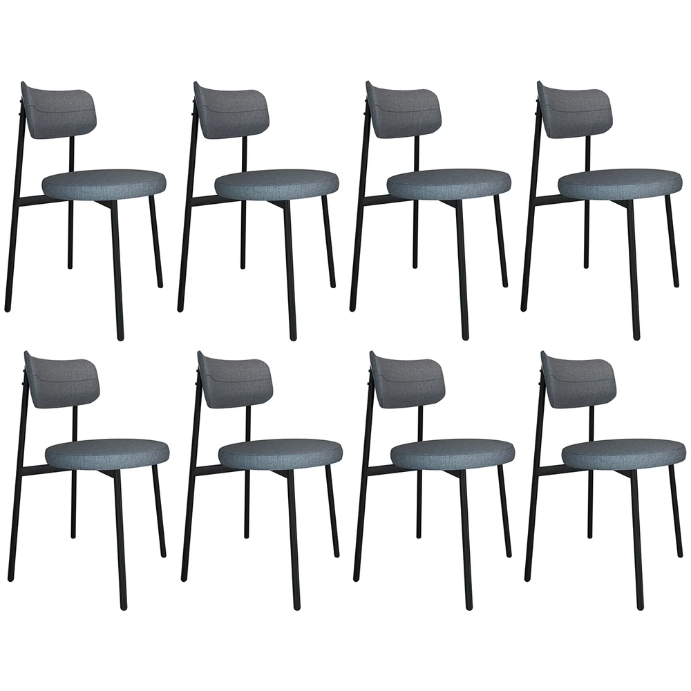 Cadeira de Jantar Estofada Kit 8 Nyka M25 Linho Cinza - Mpozenato