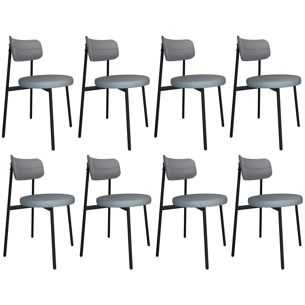 Cadeira de Jantar Estofada Kit 8 Nyka M25 Linho Cinza CL - Mpozenato