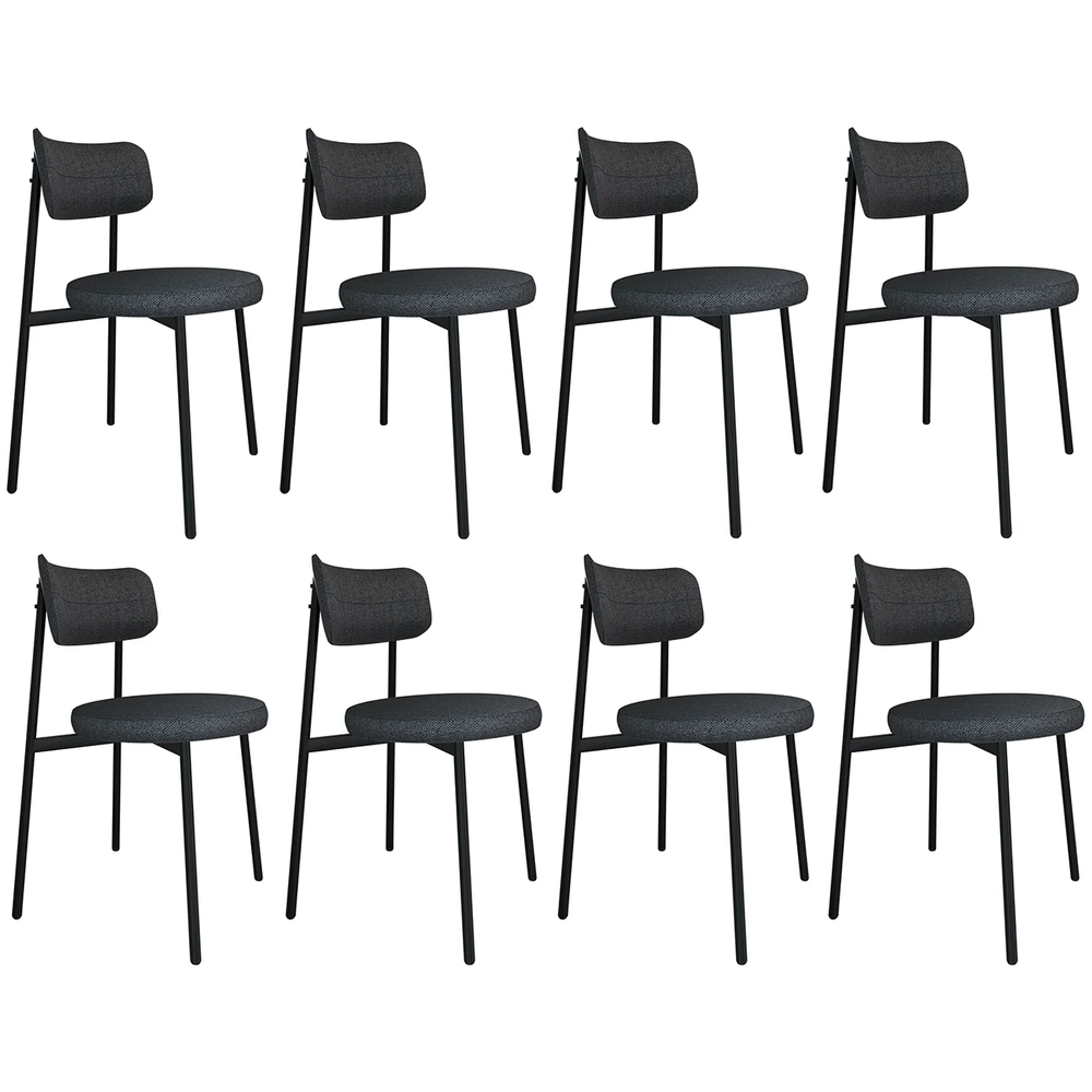 Cadeira de Jantar Estofada Kit 8 Nyka M25 Linho Grafite - Mpozenato