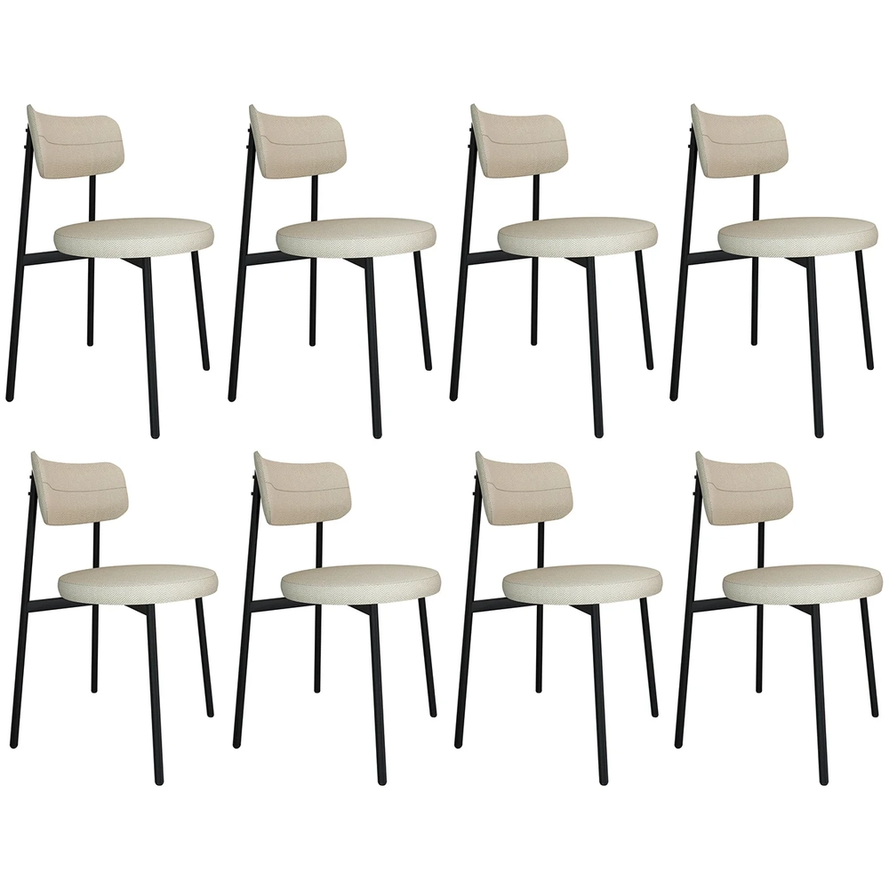 Cadeira de Jantar Estofada Kit 8 Nyka M25 Linho Areia - Mpozenato
