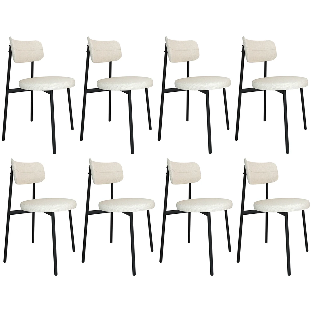 Cadeira de Jantar Estofada Kit 8 Nyka M25 Linho Palha - Mpozenato