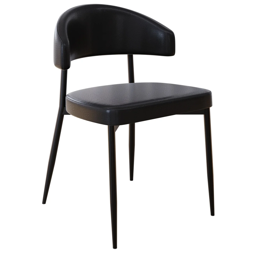 Cadeira de Jantar Estofada Fixa Chloe M25 Sintético Preto - Mpozenato