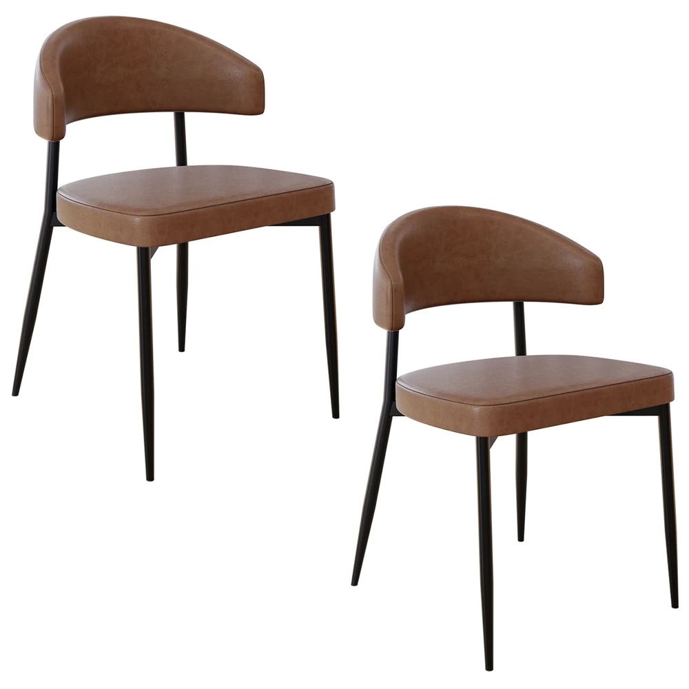 Cadeira de Jantar Estofada Kit 2 Chloe M25 Sintético Marrom - Mpozenato