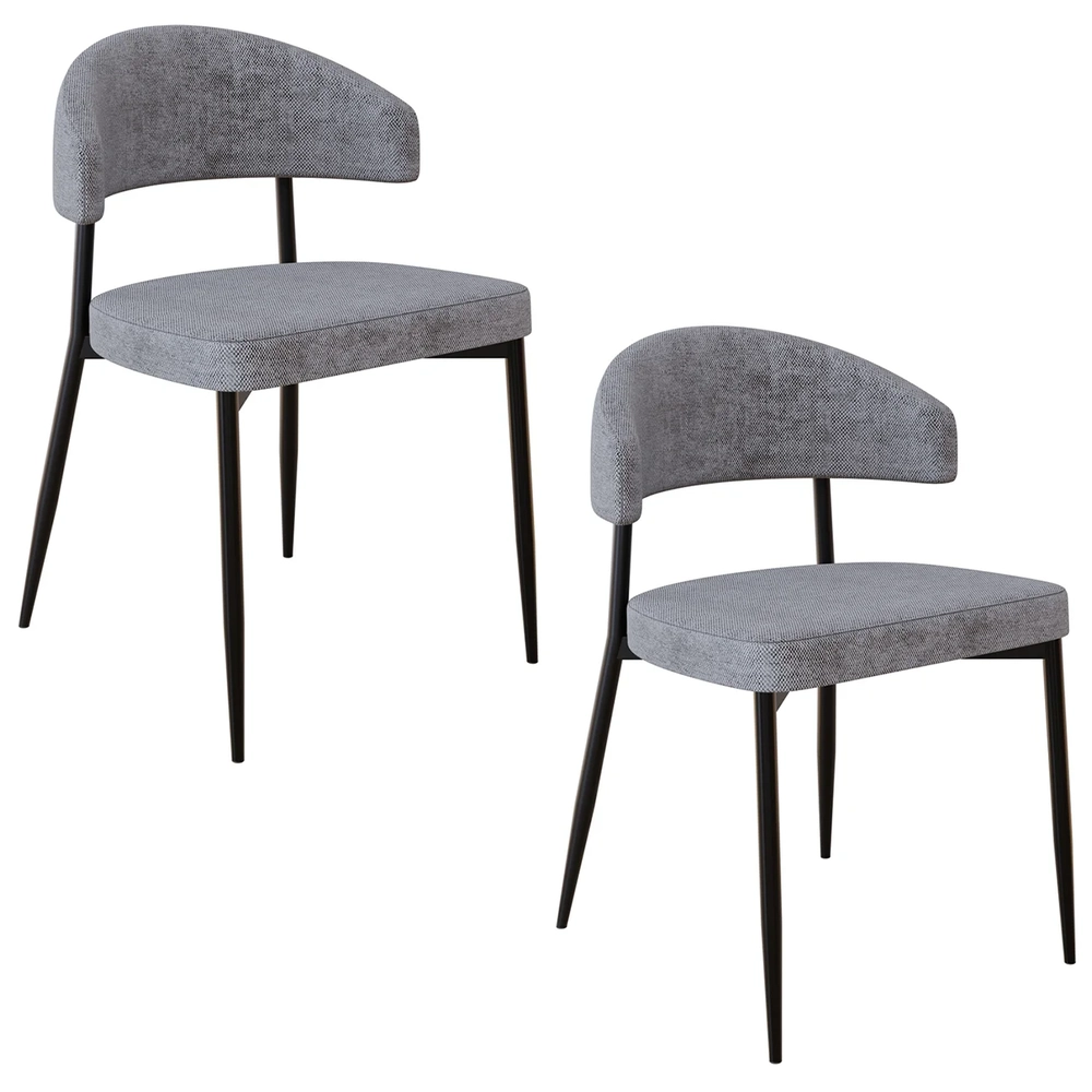 Cadeira de Jantar Estofada Kit 2 Chloe M25 Linho Lautrec Cinza - Mpozenato