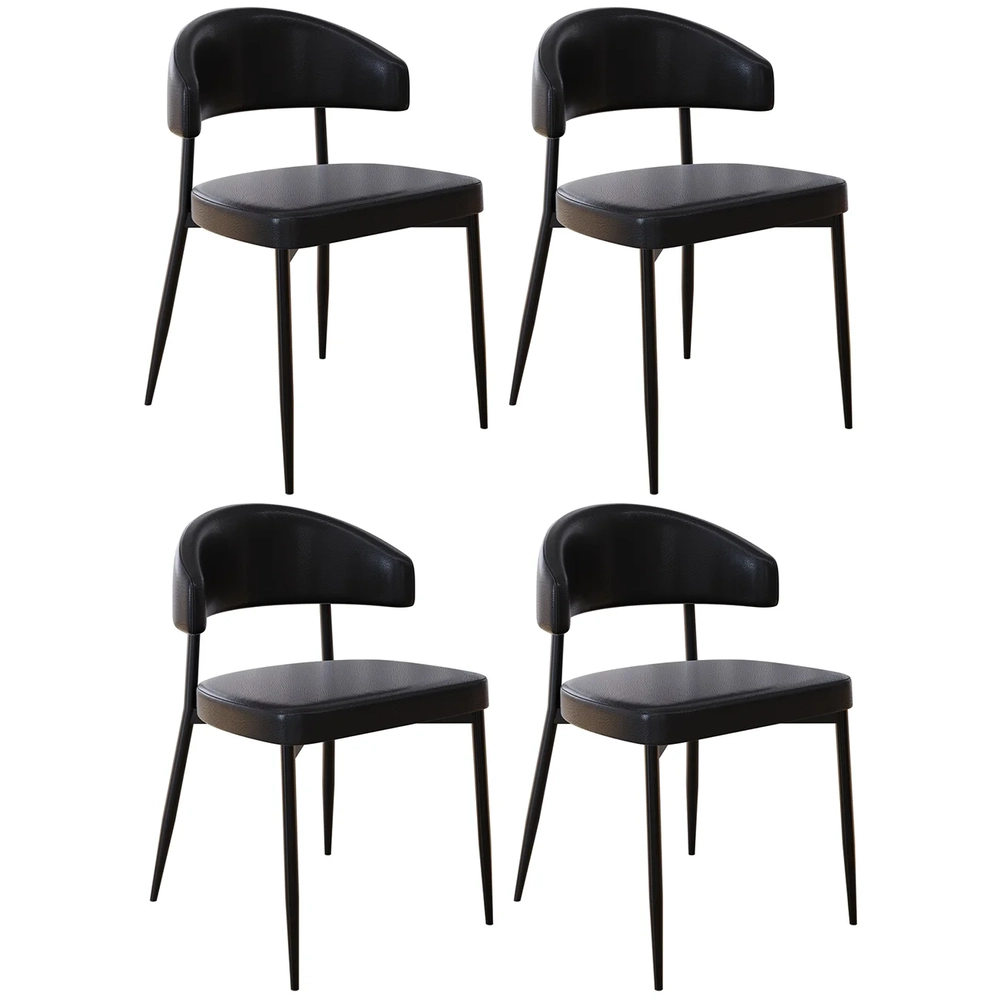 Cadeira de Jantar Estofada Kit 4 Chloe M25 Sintético Preto - Mpozenato