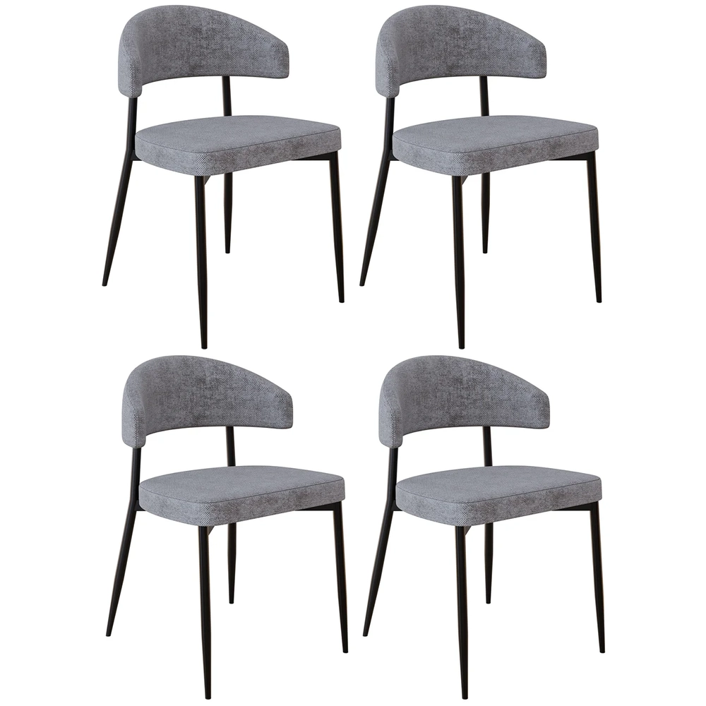 Cadeira de Jantar Estofada Kit 4 Chloe M25 Linho Lautrec Cinza - Mpozenato