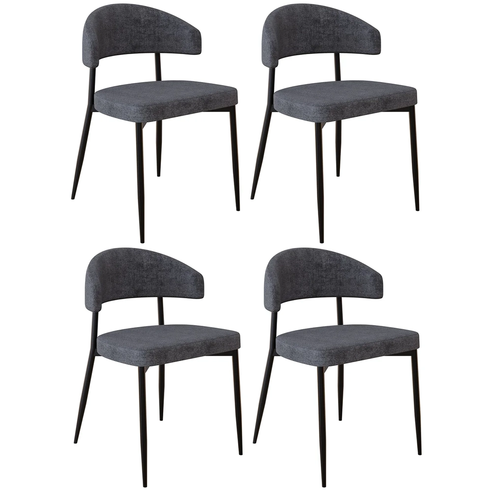 Cadeira de Jantar Estofada Kit 4 Chloe M25 Linho Lautrec Grafite - Mpozenato