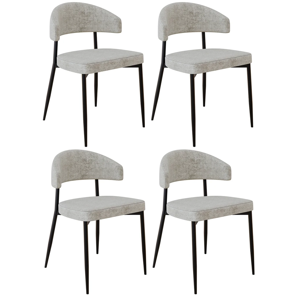 Cadeira de Jantar Estofada Kit 4 Chloe M25 Linho Lautrec Off - Mpozenato