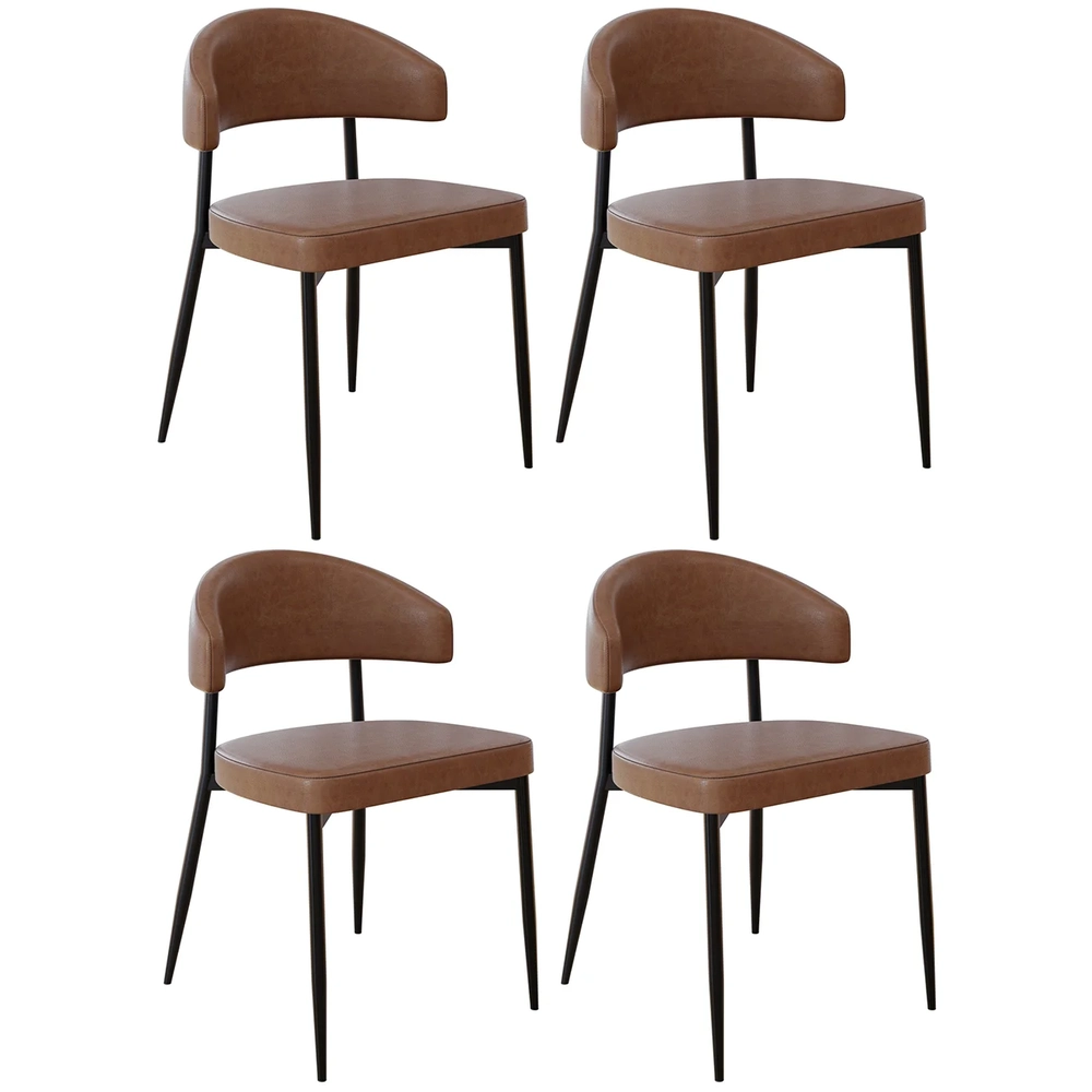 Cadeira de Jantar Estofada Kit 4 Chloe M25 Sintético Marrom - Mpozenato