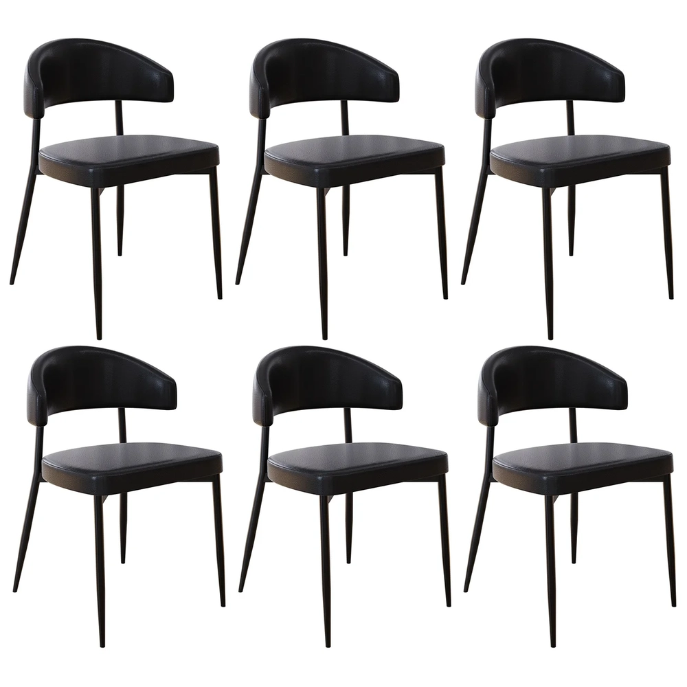 Cadeira de Jantar Estofada Kit 6 Chloe M25 Sintético Preto - Mpozenato