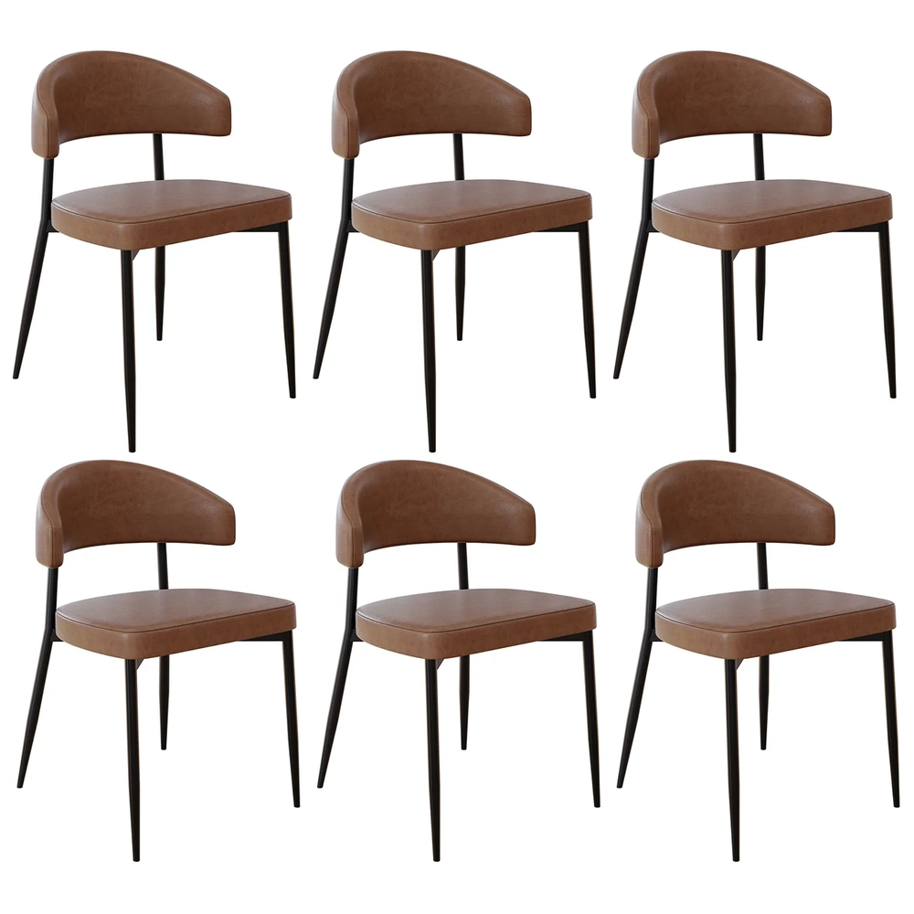 Cadeira de Jantar Estofada Kit 6 Chloe M25 Sintético Marrom - Mpozenato