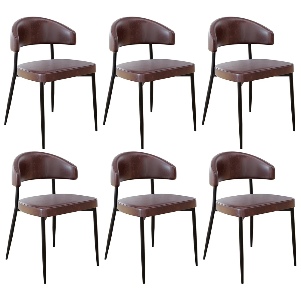 Cadeira de Jantar Estofada Kit 6 Chloe M25 Sintético Café - Mpozenato