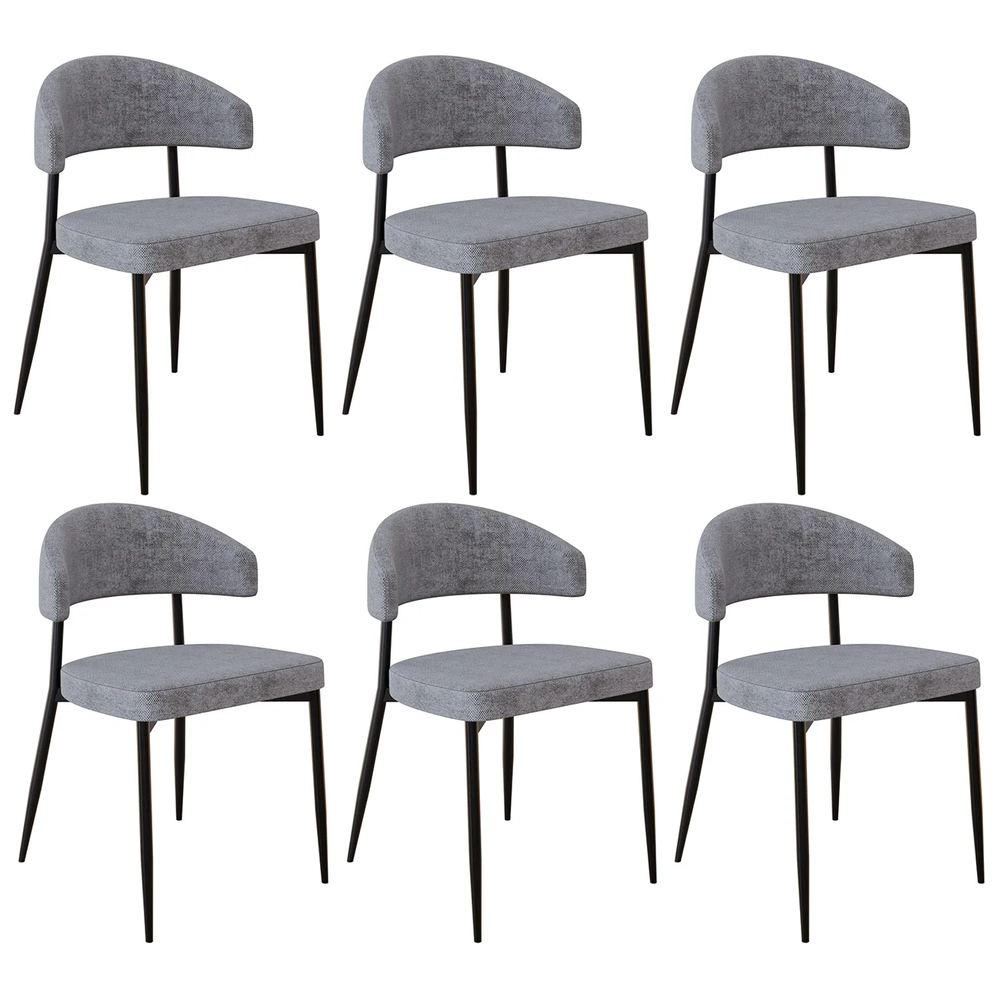 Cadeira de Jantar Estofada Kit 6 Chloe M25 Linho Lautrec Cinza - Mpozenato