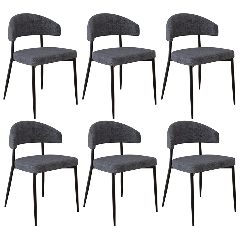 Cadeira de Jantar Estofada Kit 6 Chloe M25 Linho Lautrec Grafite - Mpozenato