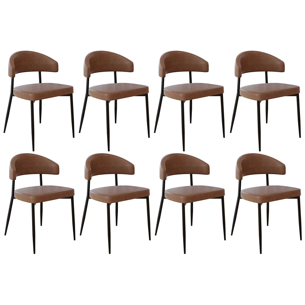 Cadeira de Jantar Estofada Kit 8 Chloe M25 Sintético Marrom - Mpozenato