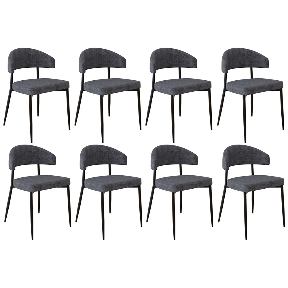 Cadeira de Jantar Estofada Kit 8 Chloe M25 Linho Lautrec Grafite - Mpozenato