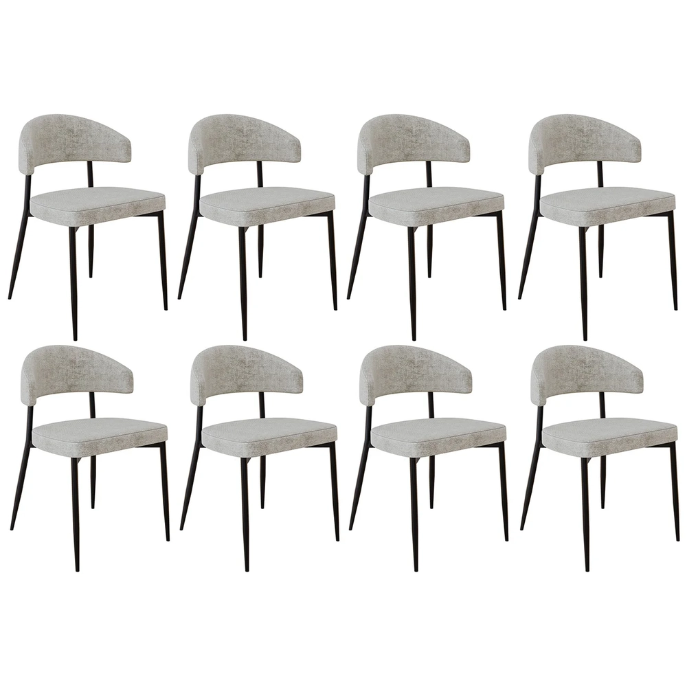 Cadeira de Jantar Estofada Kit 8 Chloe M25 Linho Lautrec Off - Mpozenato