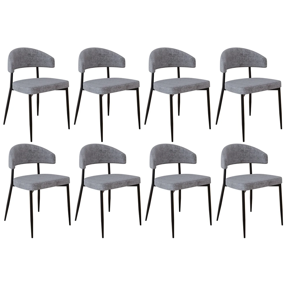 Cadeira de Jantar Estofada Kit 8 Chloe M25 Linho Lautrec Cinza - Mpozenato
