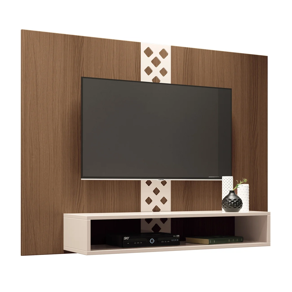 Painel TV 47 Pol 120cm com Nicho Format H01 Off/Castanho - Mpozenato