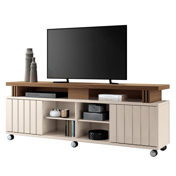 Rack Bancada de TV 70 Pol 180cm Briz H01 Castanho/Off White - Mpozenato