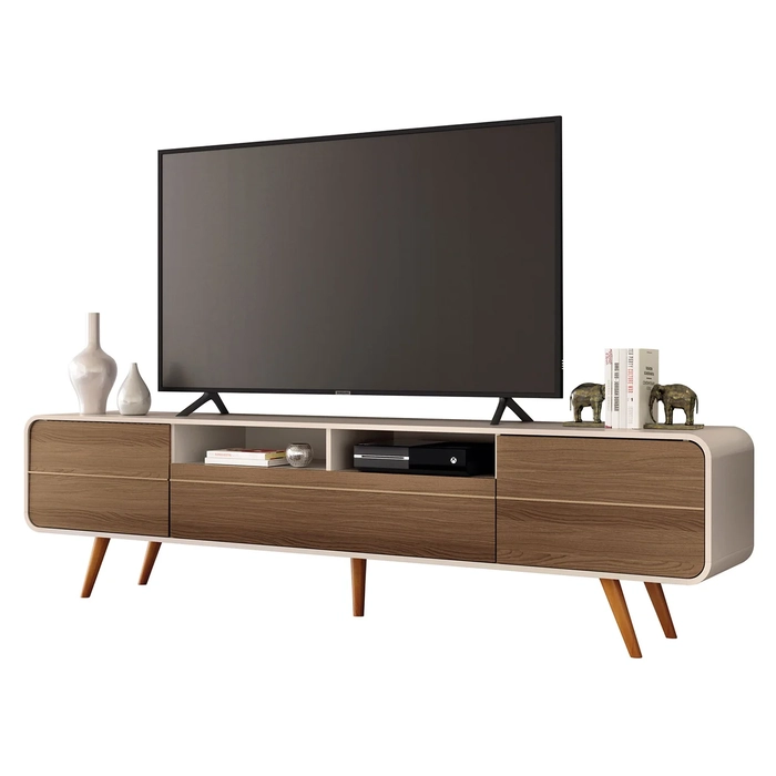 Rack Bancada de TV 85 Pol 220cm Áureo H01 Castanho/Off - Mpozenato