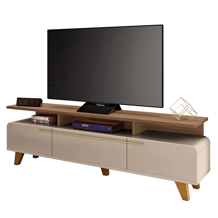 Rack Bancada de TV 70 Pol 200cm Amago H01 Castanho/Off - Mpozenato