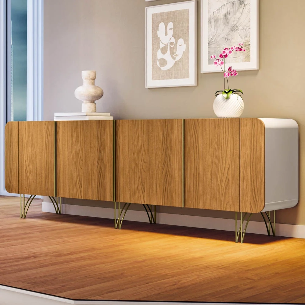 Balcão Aparador Buffet Saluti Off White/Cinamomo - HB Móveis