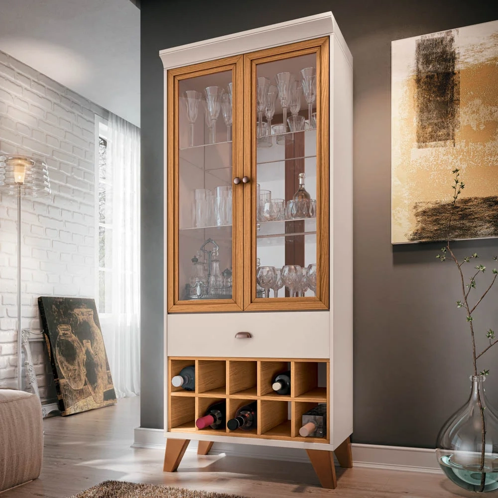 Cristaleira Adega Sala de Jantar Ópera Off White/Cinamomo - HB Móveis