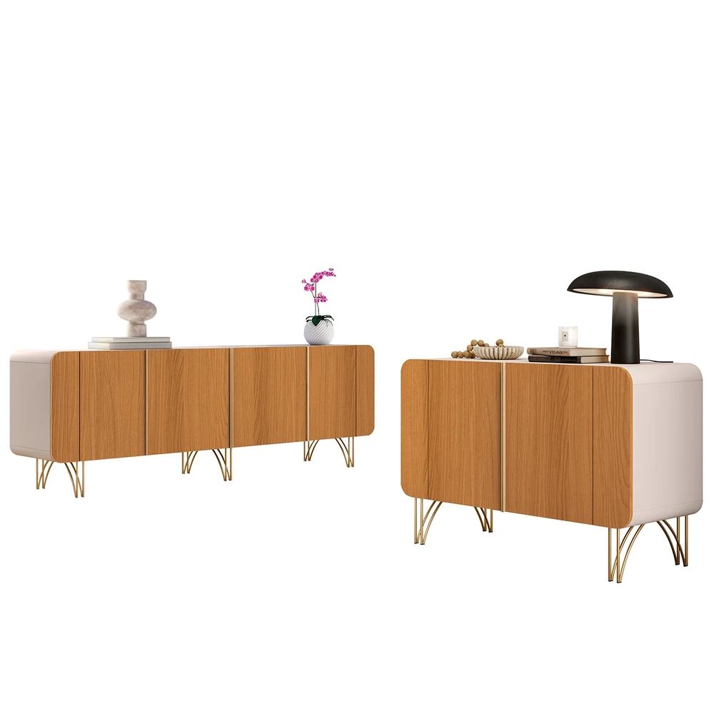 Balcão Aparador Buffet Piacente e Benvy H01 Off/Cinamomo - Mpozenato