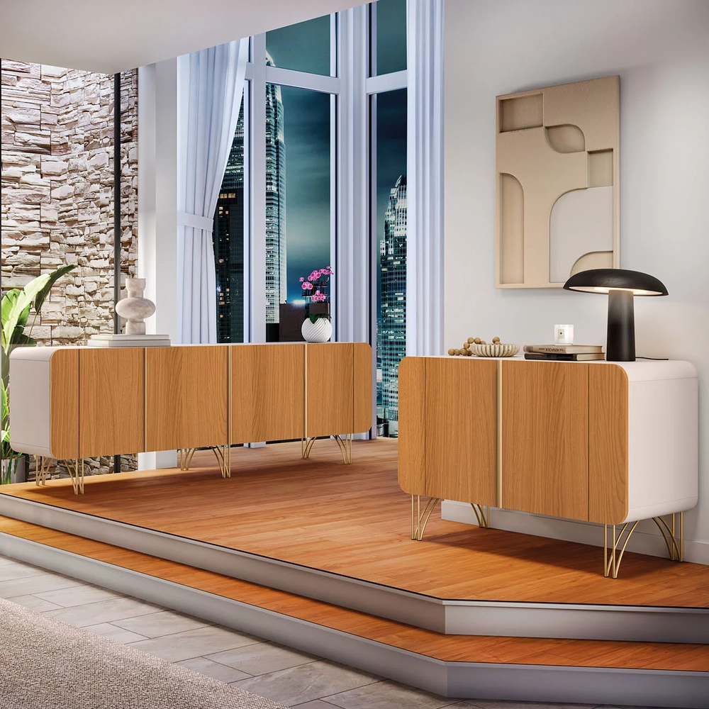 Balcão Aparador Buffet Saluti e Benvenuto Off/Cinamomo - HB Móveis