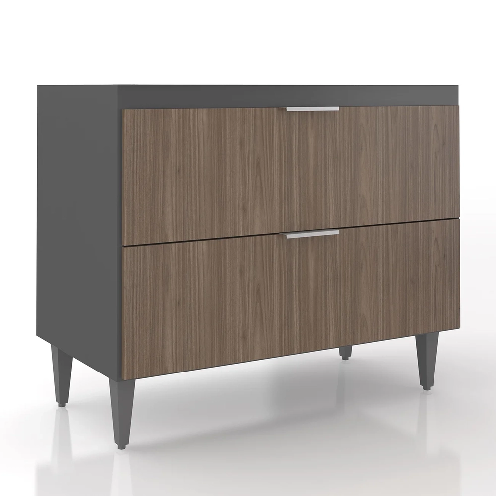 Balcão Para Pia 100cm Sem Tampo Pérola Z34 Grafite/Freijó   - Mpozenato