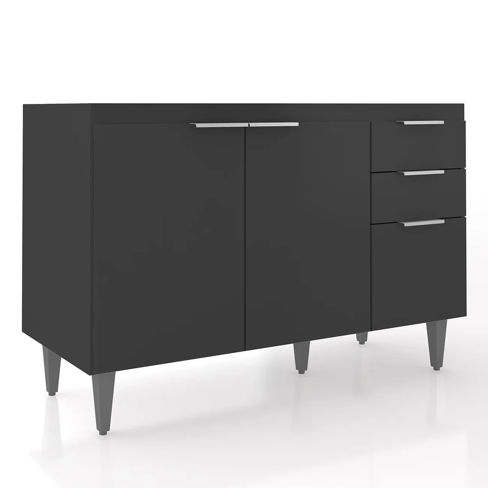 Balcão Para Pia 120cm Sem Tampo Pérola Z34 Preto            - Mpozenato