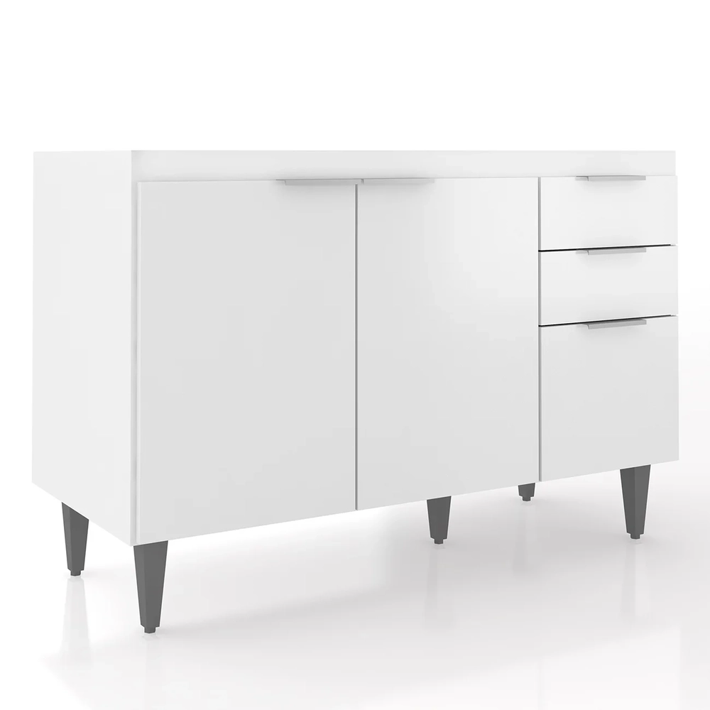 Balcão Para Pia 120cm Sem Tampo Pérola Z34 Branco           - Mpozenato