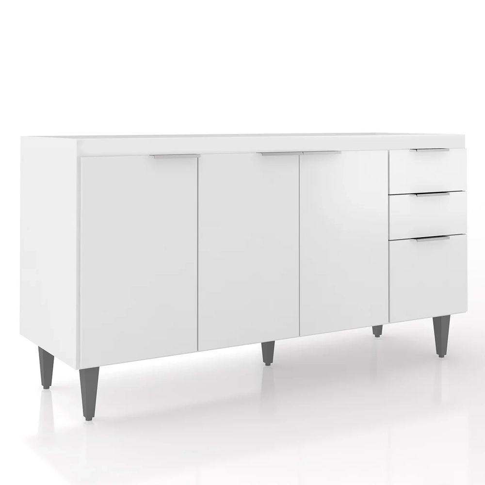 Balcão Para Pia 150cm Sem Tampo Pérola Z34 Branco           - Mpozenato