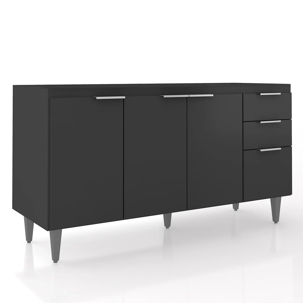 Balcão Para Pia 150cm Sem Tampo Pérola Z34 Preto            - Mpozenato