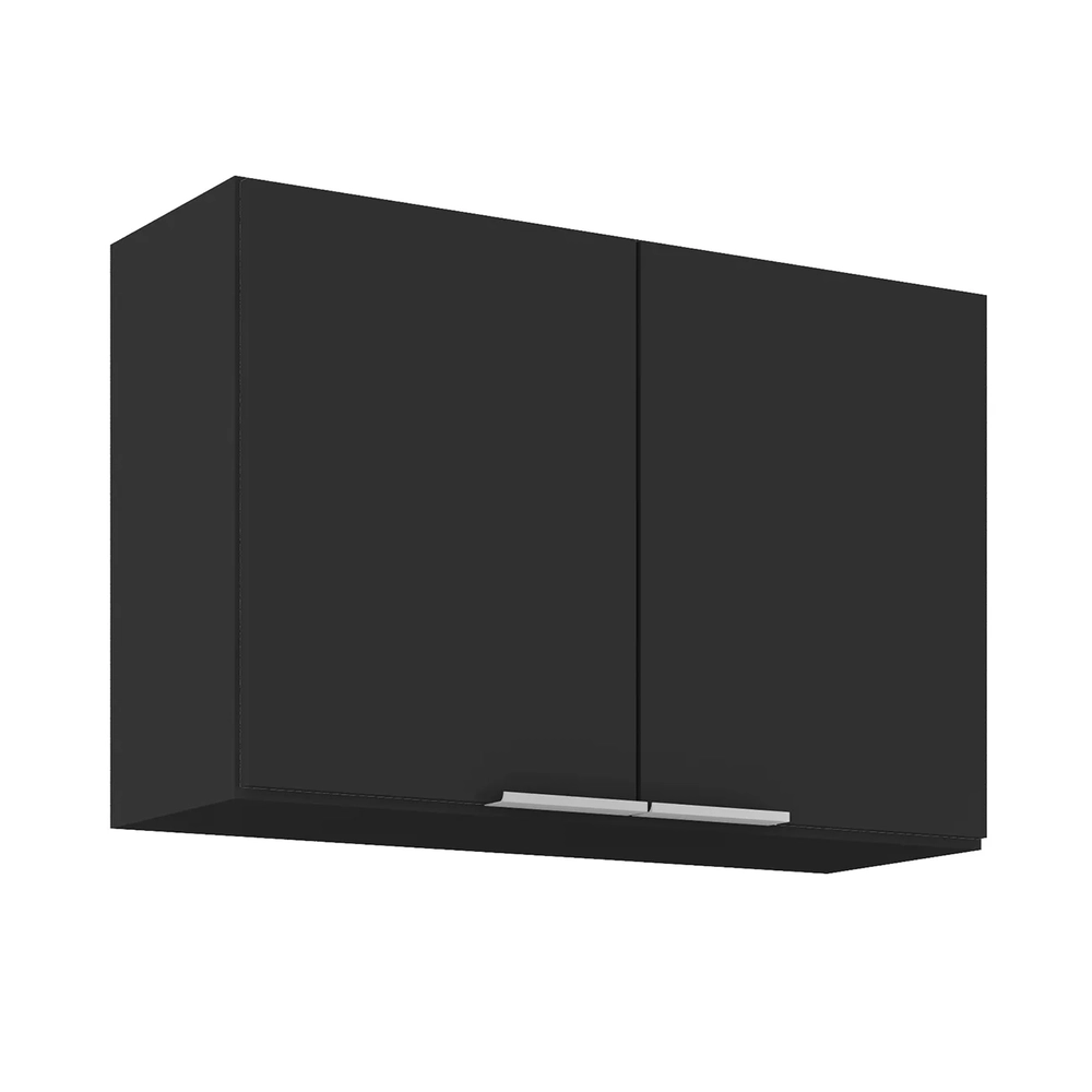 Armário de Cozinha Aéreo 80cm Pérola Z34 Preto              - Mpozenato