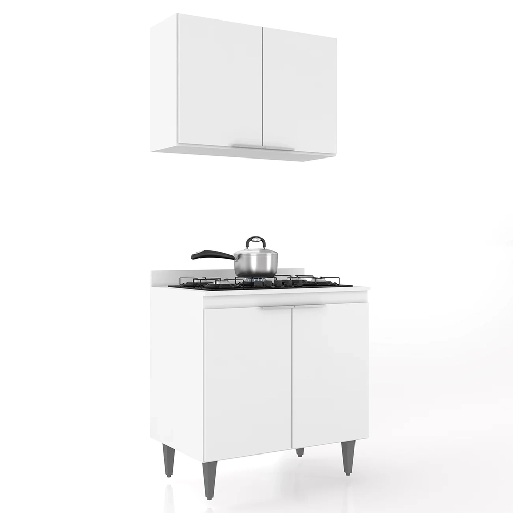 Armário de Cozinha e Balcão Cooktop Pérola Z34 Branco       - Mpozenato