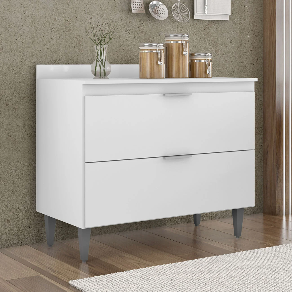 Balcão de Cozinha Com Tampo 100cm Pérola Branco Z34 - Mpozenato