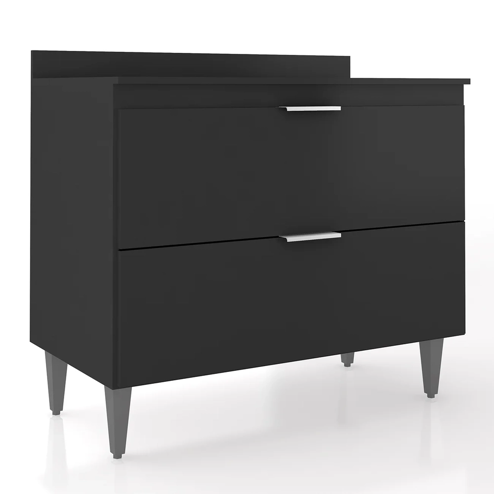 Balcão de Cozinha Com Tampo 100cm Pérola Preto Z34          - Mpozenato