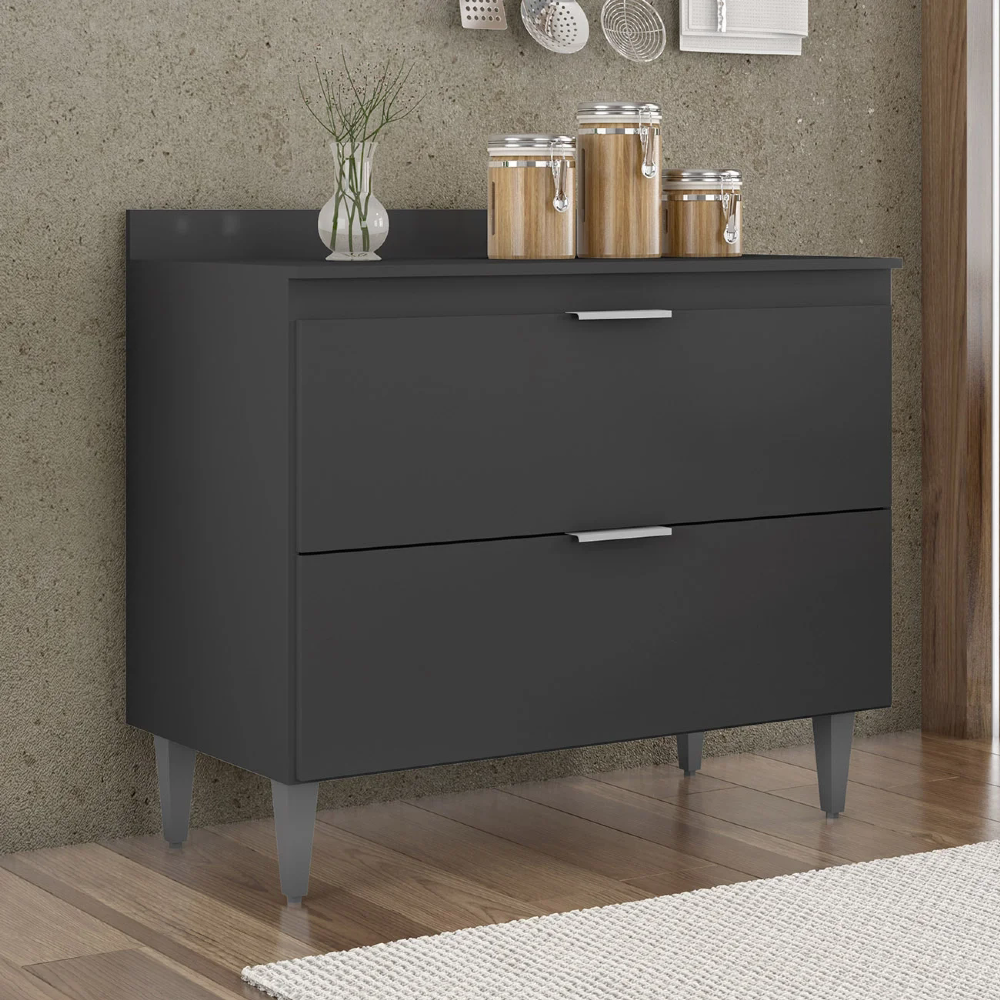 Balcão de Cozinha Com Tampo 100cm Pérola Preto Z34 - Mpozenato