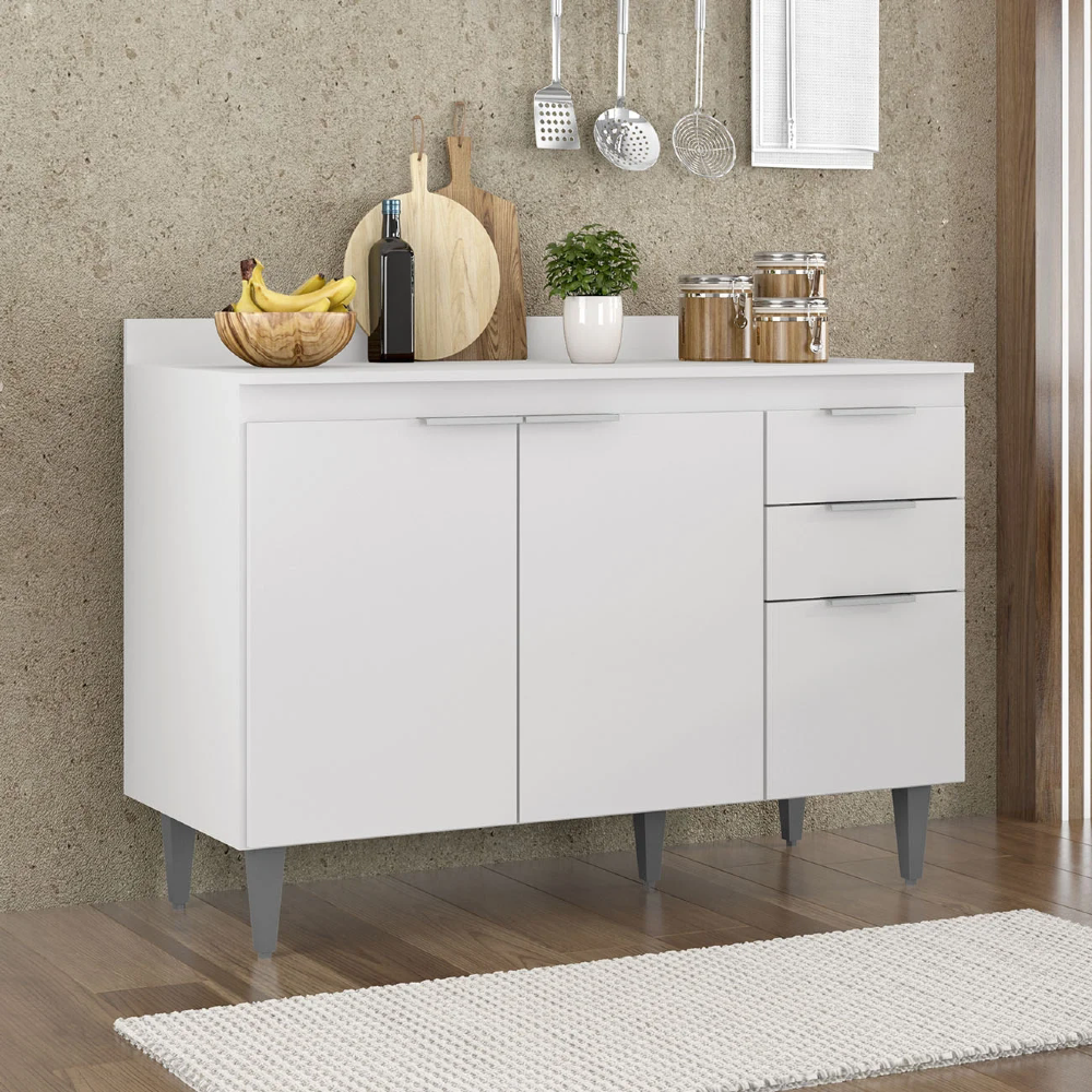 Balcão de Cozinha Com Tampo 120cm Pérola Branco Z34 - Mpozenato